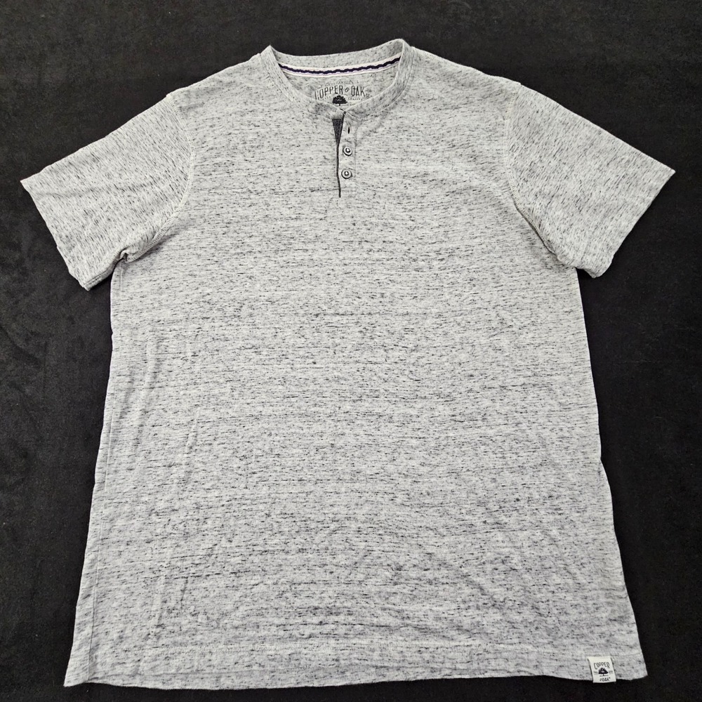 Copper & Oak Gray Short Sleeve Cotton Blend Henley T-Shirt Men's XL
